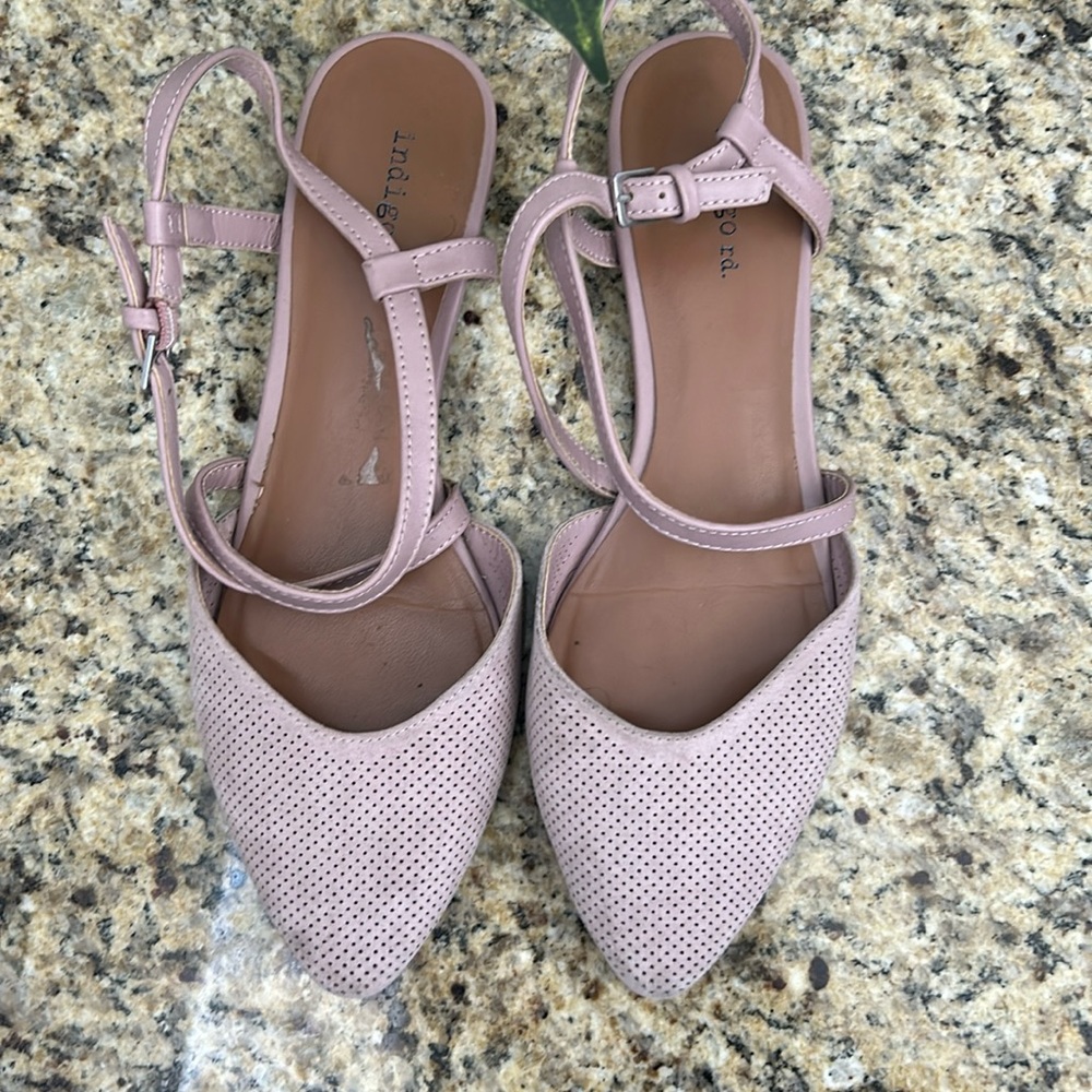 Slip on pink suede shoes - worn condition